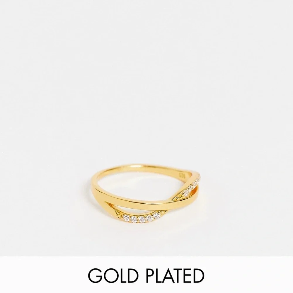 Bloom & Bay gold plated twist ring with gem - Picture 3 of 4